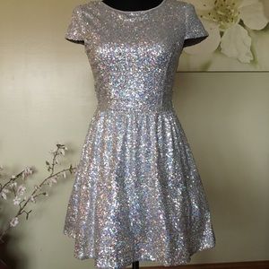 Women Sequins Short Homecoming Dress Party Silver
